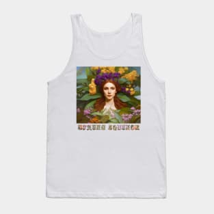 Spring Equinox Beautiful Woman Surrounded By Spring Flowers and Leaves Tank Top